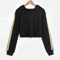 Sweatshirts Female Hoodie Rainbow Striped Crop Sweatshirt Ho - melvincucci