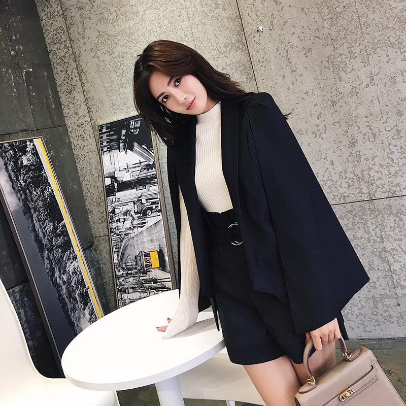 Temperament Cape Blazer Shorts Two-piece Suit - melvincucci
