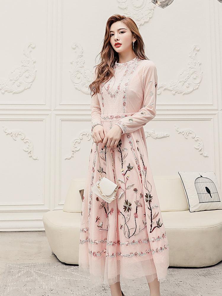Temperament Skirt Heavy Embroidered Thin Dress - melvincucci