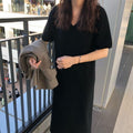 Temperament V-neck cashmere knitted dress - melvincucci