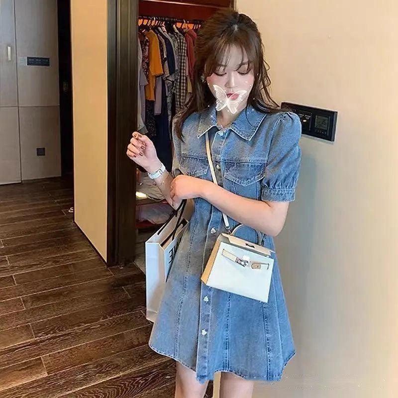 Temperament Waist Short-sleeved Denim Dress Women - melvincucci