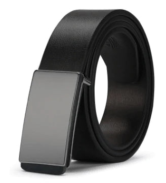The young man's belt buckle belt smooth leather belts PU Korean tide students leisure plate buckle - melvincucci