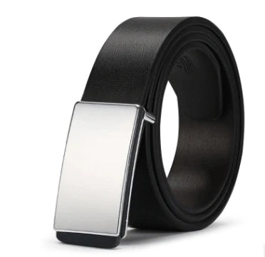 The young man's belt buckle belt smooth leather belts PU Korean tide students leisure plate buckle - melvincucci