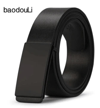 The young man's belt buckle belt smooth leather belts PU Korean tide students leisure plate buckle - melvincucci