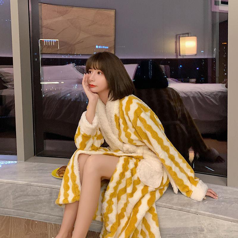 Thick Flannel Bathrobe Winter Long Pajamas - melvincucci