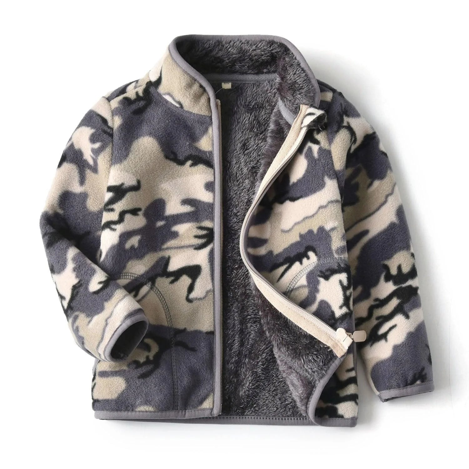 Thick Fur Printed Coats Kids Zipper - melvincucci