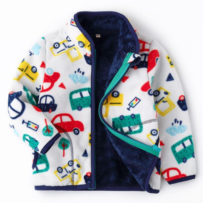 Thick Fur Printed Coats Kids Zipper - melvincucci