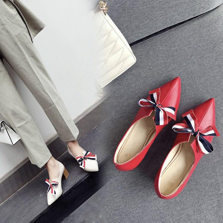 Thick heel bowknot single shoe - melvincucci