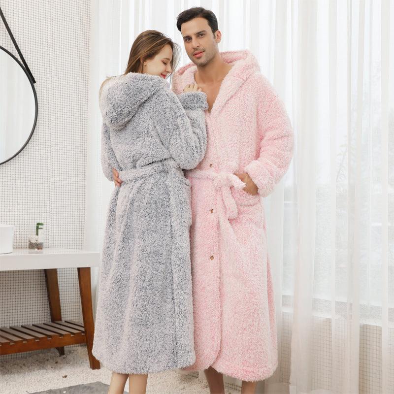 Thick Mink Velvet Button Cardigan Bathrobe - melvincucci