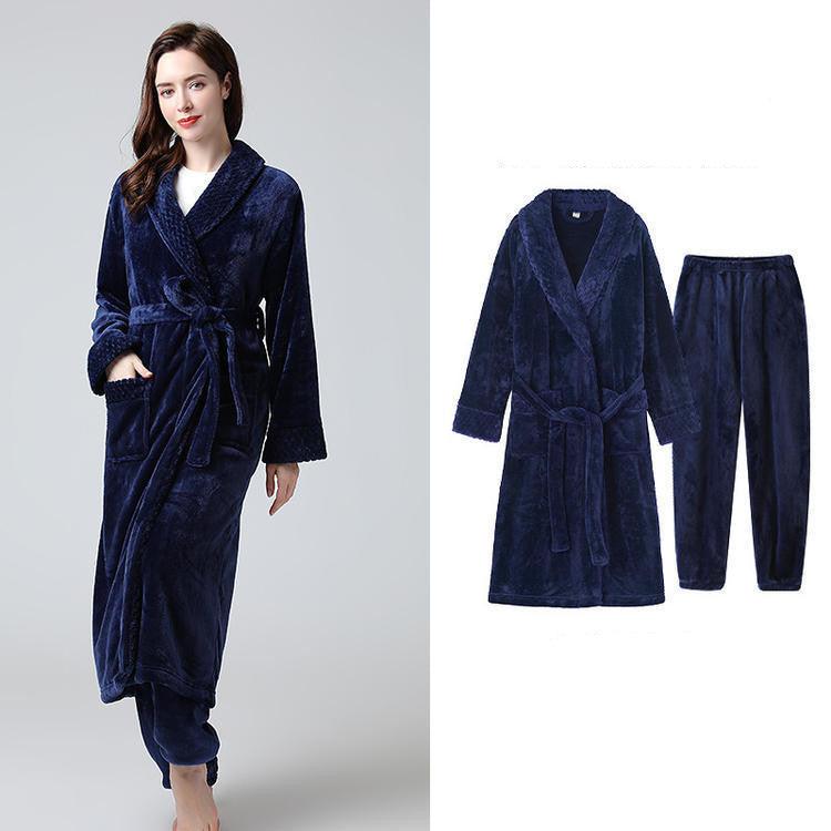 Thick Warm Flannel Bathrobe Home Service - melvincucci