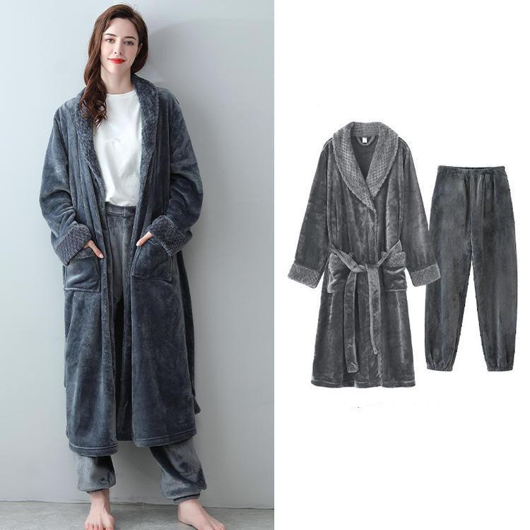 Thick Warm Flannel Bathrobe Home Service - melvincucci