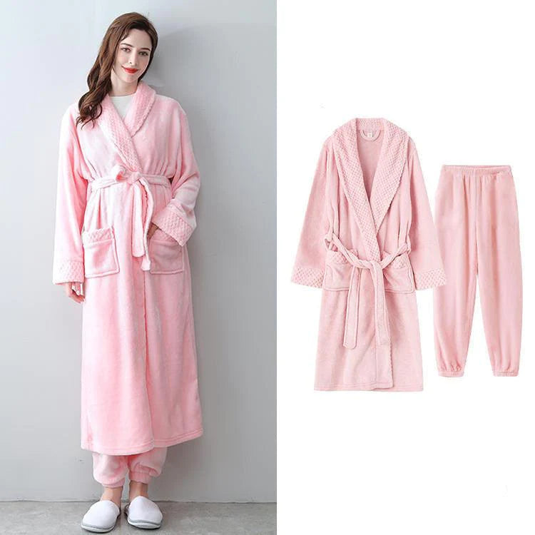 Thick Warm Flannel Bathrobe Home Service - melvincucci