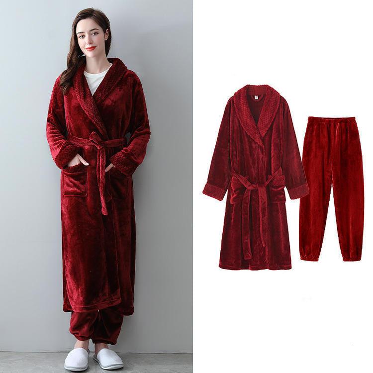 Thick Warm Flannel Bathrobe Home Service - melvincucci