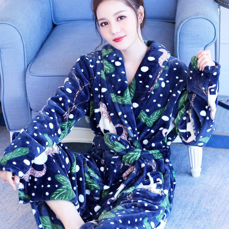 Thickened Flannel Home Wear Bathrobe Long Sleeves - melvincucci