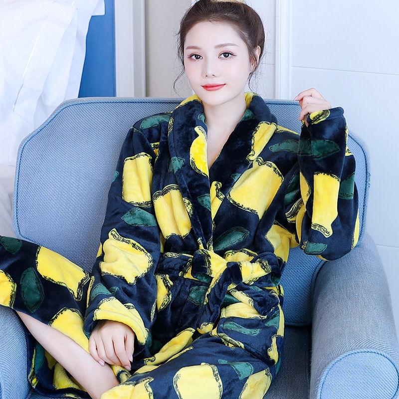 Thickened Flannel Home Wear Bathrobe Long Sleeves - melvincucci