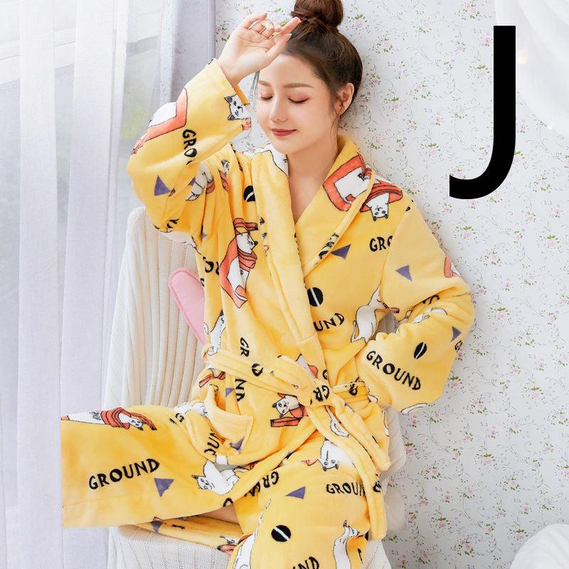 Thickened Flannel Home Wear Bathrobe - melvincucci