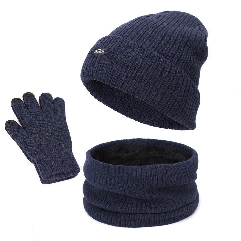 Three-piece velvet warm wool hat scarf gloves - melvincucci