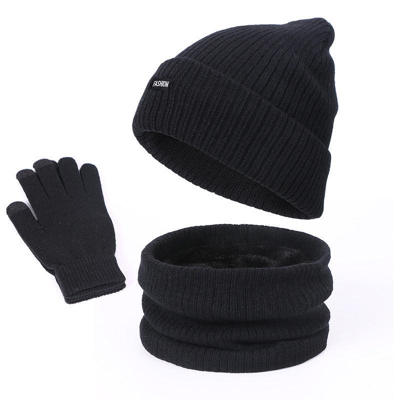 Three-piece velvet warm wool hat scarf gloves - melvincucci
