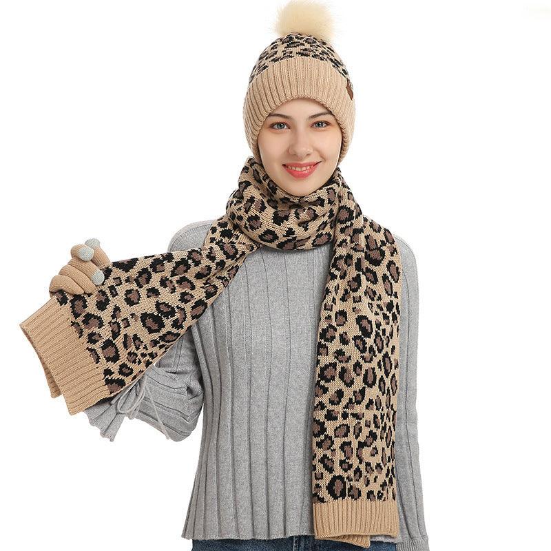 Three-piece Warm Knitted Woolen Hat, Scarf And Gloves - melvincucci