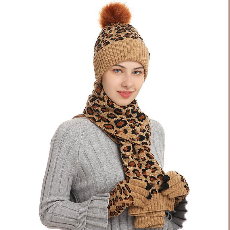 Three-piece Warm Knitted Woolen Hat, Scarf And Gloves - melvincucci