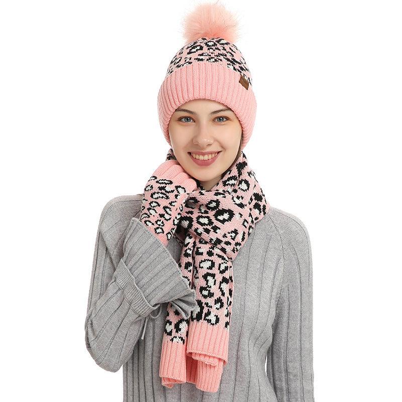 Three-piece Warm Knitted Woolen Hat, Scarf And Gloves - melvincucci