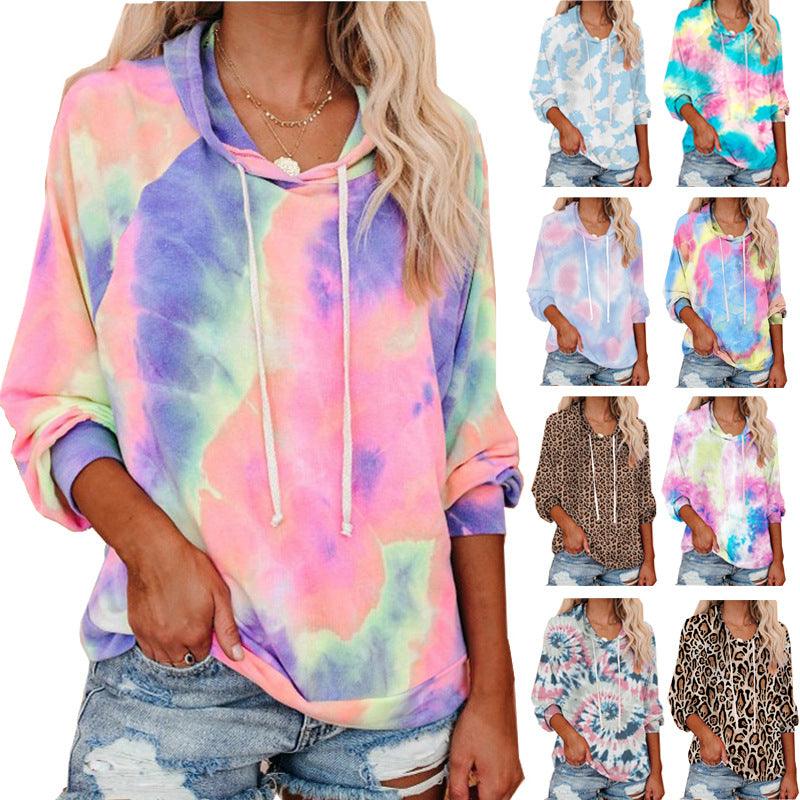 Tie-dye printed color hooded long-sleeved sweatshirt - melvincucci