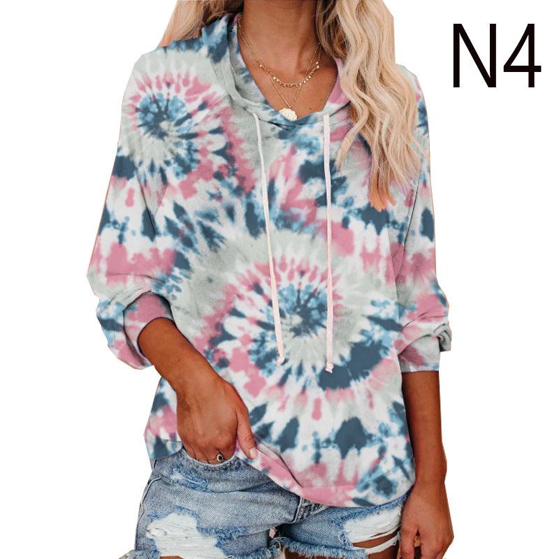 Tie-dye printed color hooded long-sleeved sweatshirt - melvincucci