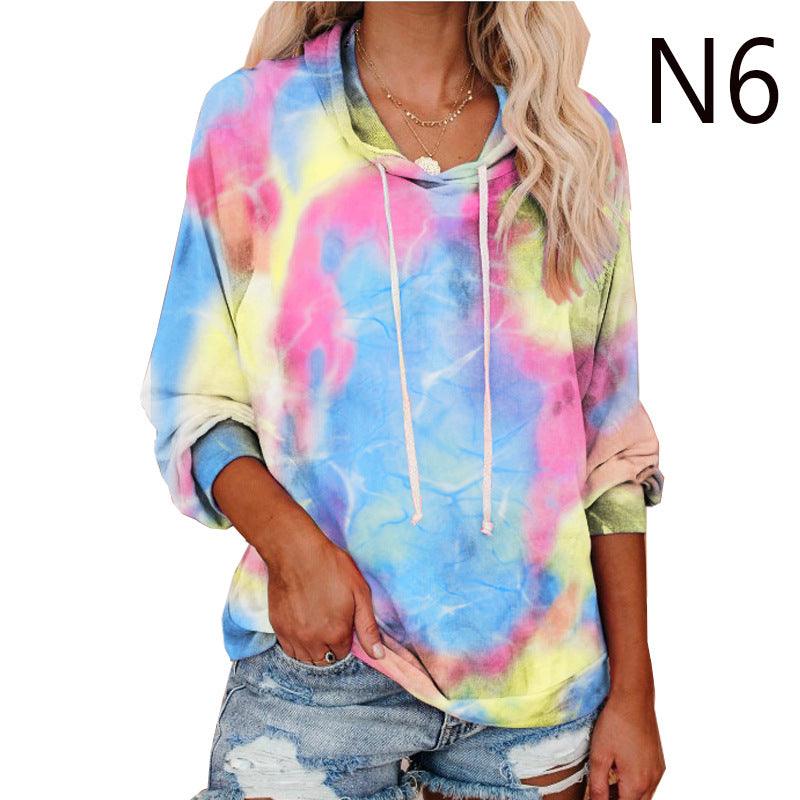 Tie-dye printed color hooded long-sleeved sweatshirt - melvincucci