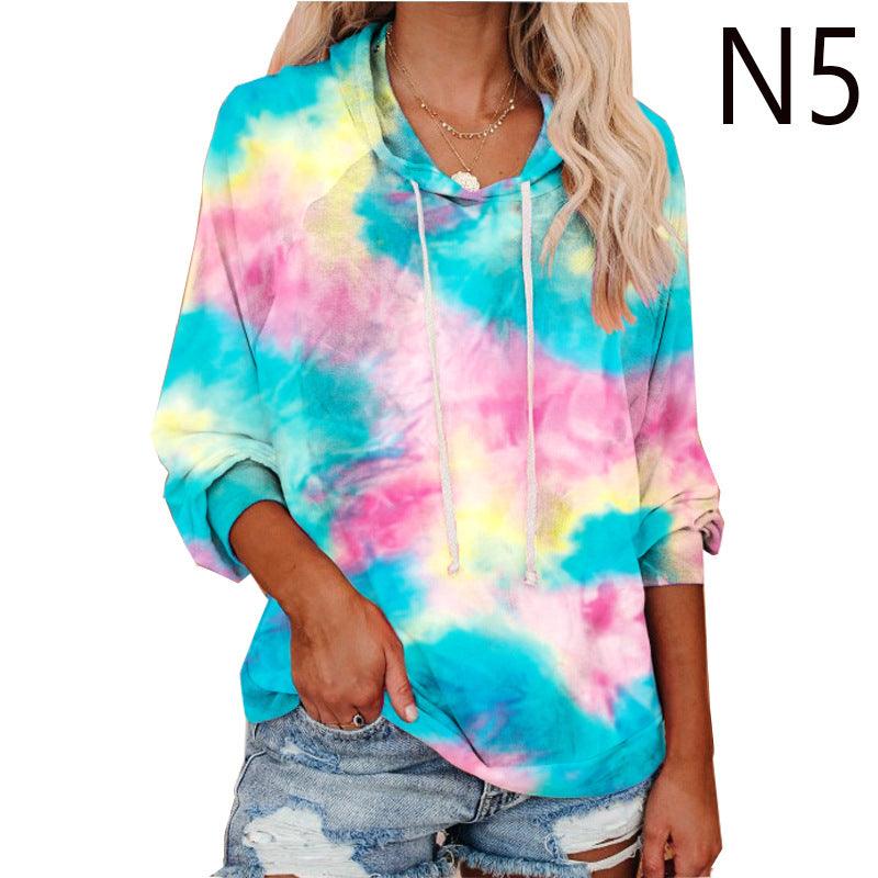 Tie-dye printed color hooded long-sleeved sweatshirt - melvincucci