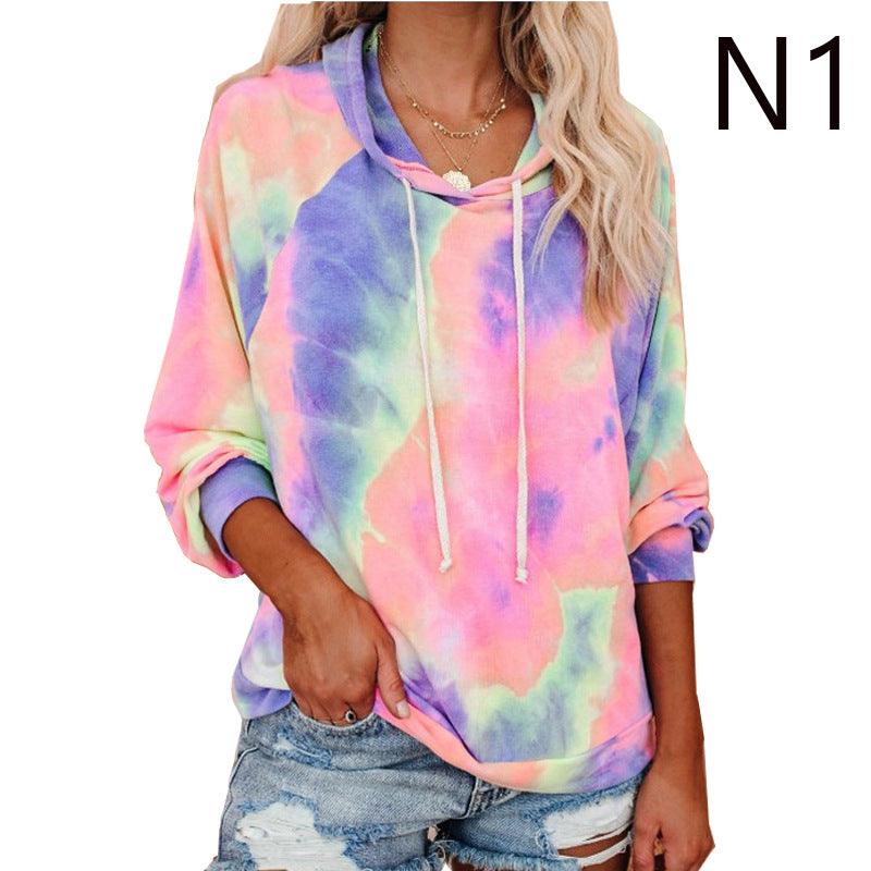 Tie-dye printed color hooded long-sleeved sweatshirt - melvincucci