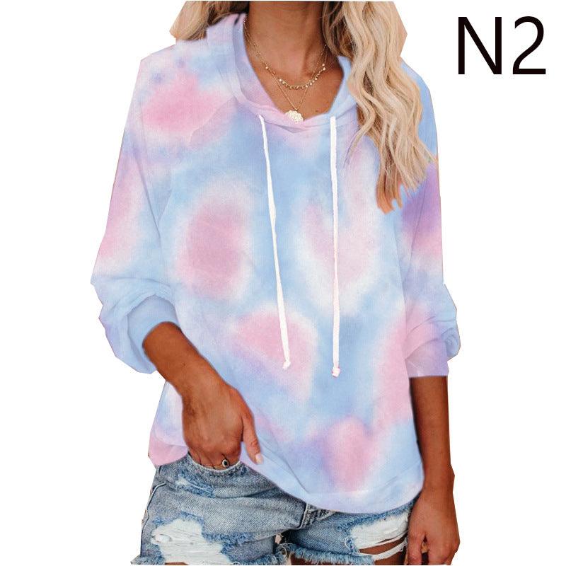 Tie-dye printed color hooded long-sleeved sweatshirt - melvincucci