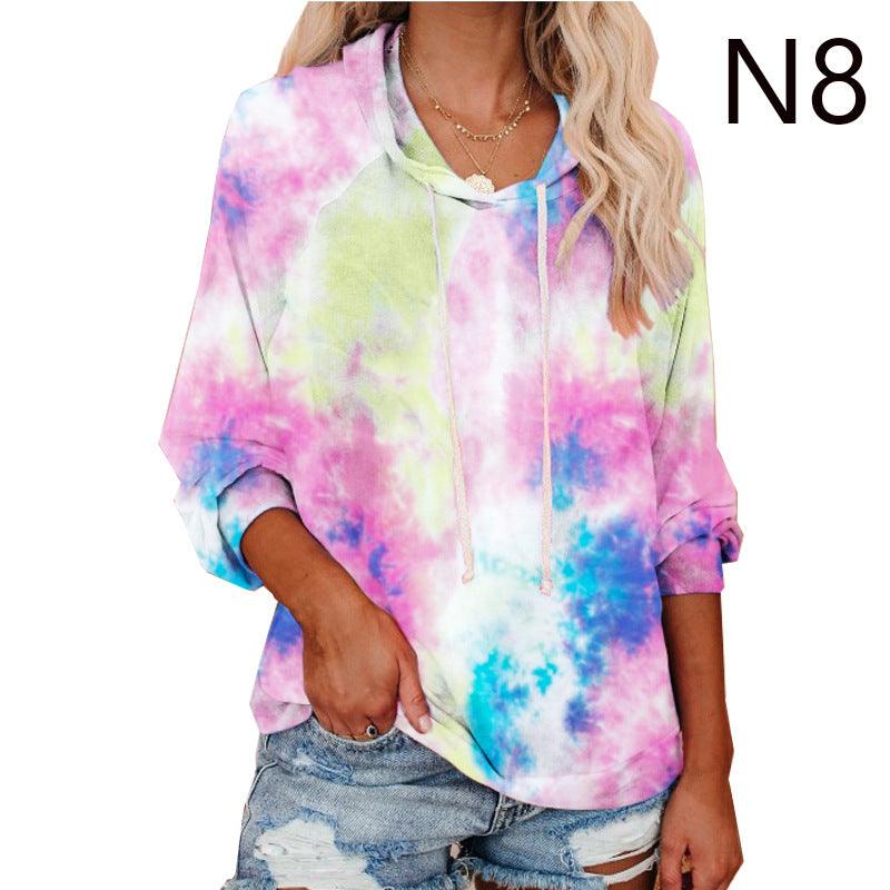 Tie-dye printed color hooded long-sleeved sweatshirt - melvincucci