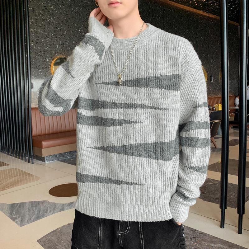 Trendy Loose Knitwear Hong Kong Style Round Neck Casual Couple Top Clothes - melvincucci