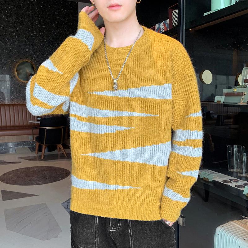 Trendy Loose Knitwear Hong Kong Style Round Neck Casual Couple Top Clothes - melvincucci