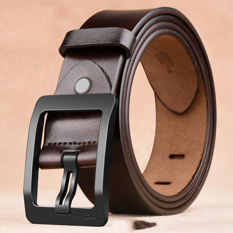 Two Layers Of Cowhide Belt For Men With Needle Buckle Belt - melvincucci