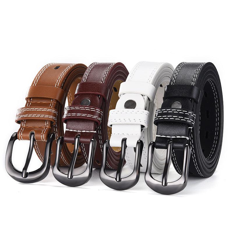 Two-line Men's And Women's Belts Young Students Hollow Out All-match Thin Trousers Belts Korean Denim Dress Belts - melvincucci