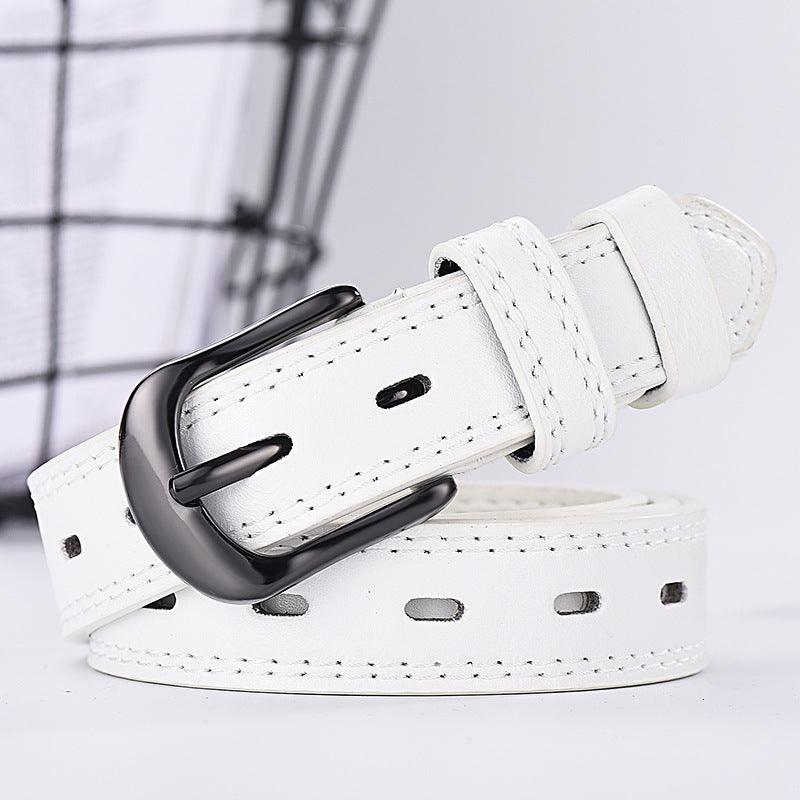 Two-line Men's And Women's Belts Young Students Hollow Out All-match Thin Trousers Belts Korean Denim Dress Belts - melvincucci