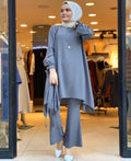 Two Piece Sets Tops and Pants Women Turkey Muslim Abaya Spli - melvincucci