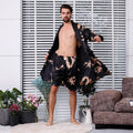 Two-piece Suit Of Dragon Pattern Bathrobe Silk Nightgown And Short Pajama Pants - melvincucci