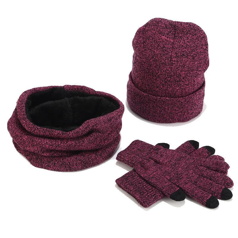 Variegated Knitted Woolen Thick Scarf Hat Gloves - melvincucci