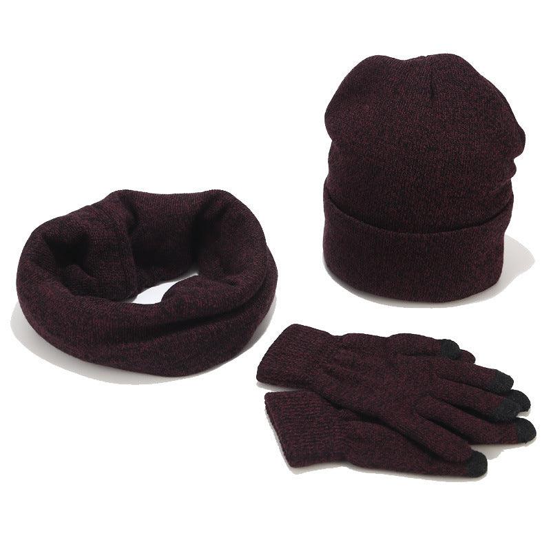 Variegated Knitted Woolen Thick Scarf Hat Gloves - melvincucci