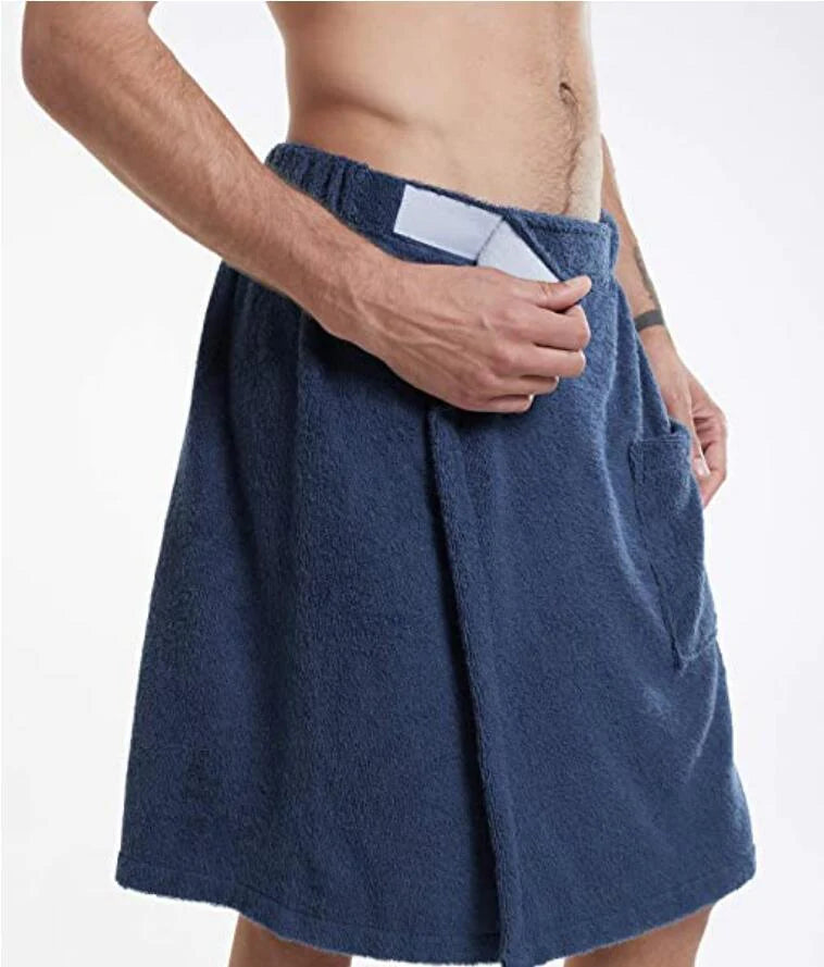 Velcro Bath Towel Men's With Pocket Bathrobe - melvincucci