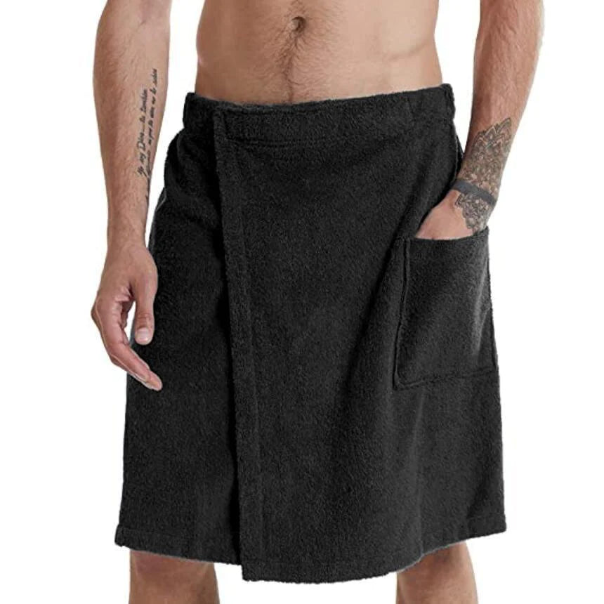 Velcro Bath Towel Men's With Pocket Bathrobe - melvincucci