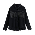 Vintage Stylish Fringe Beaded Loose Denim Jacket Coat Women - melvincucci