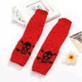 Warm Twisted Skull Knit Short Gloves With Wool - melvincucci