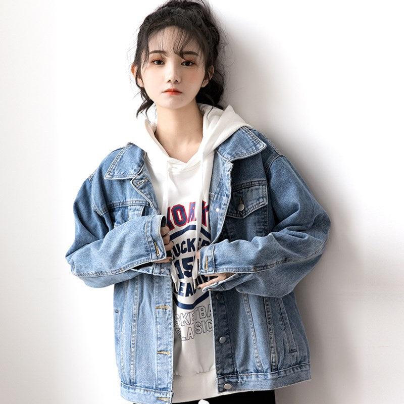 Washed Denim Jacket Women Loose Korean Style - melvincucci