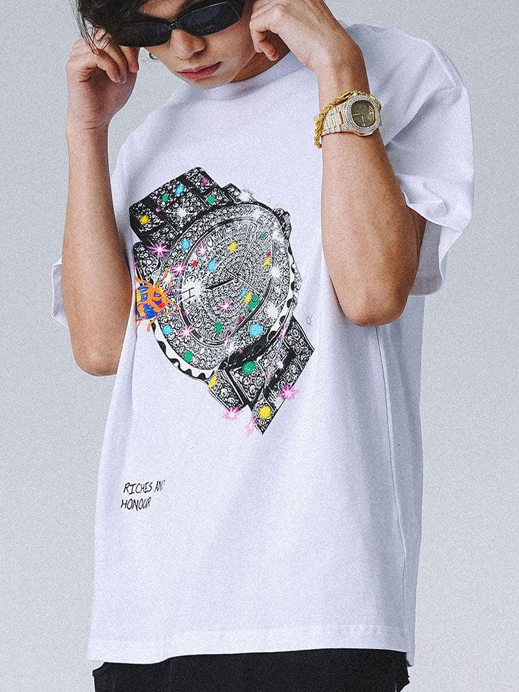 Watch Print Short-sleeved T-shirt Men - melvincucci