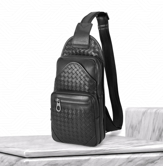 Waxed Fetal Cowhide Chest Bag For Men - melvincucci