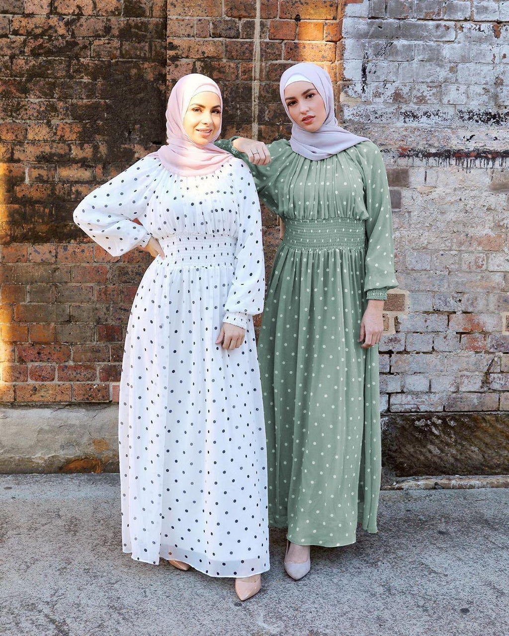 WEPBEL-Women Muslim Arabic Dress Ramadan Knit Dress High Waist Abaya Long Sleeve Slim Big Swing Islamic Party Clothing - melvincucci