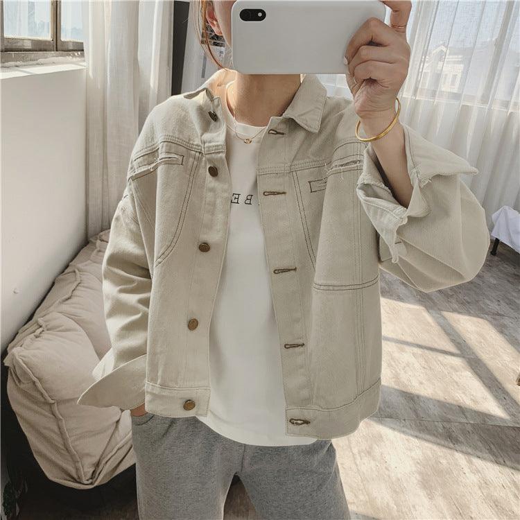 Western beige denim short coat women - melvincucci